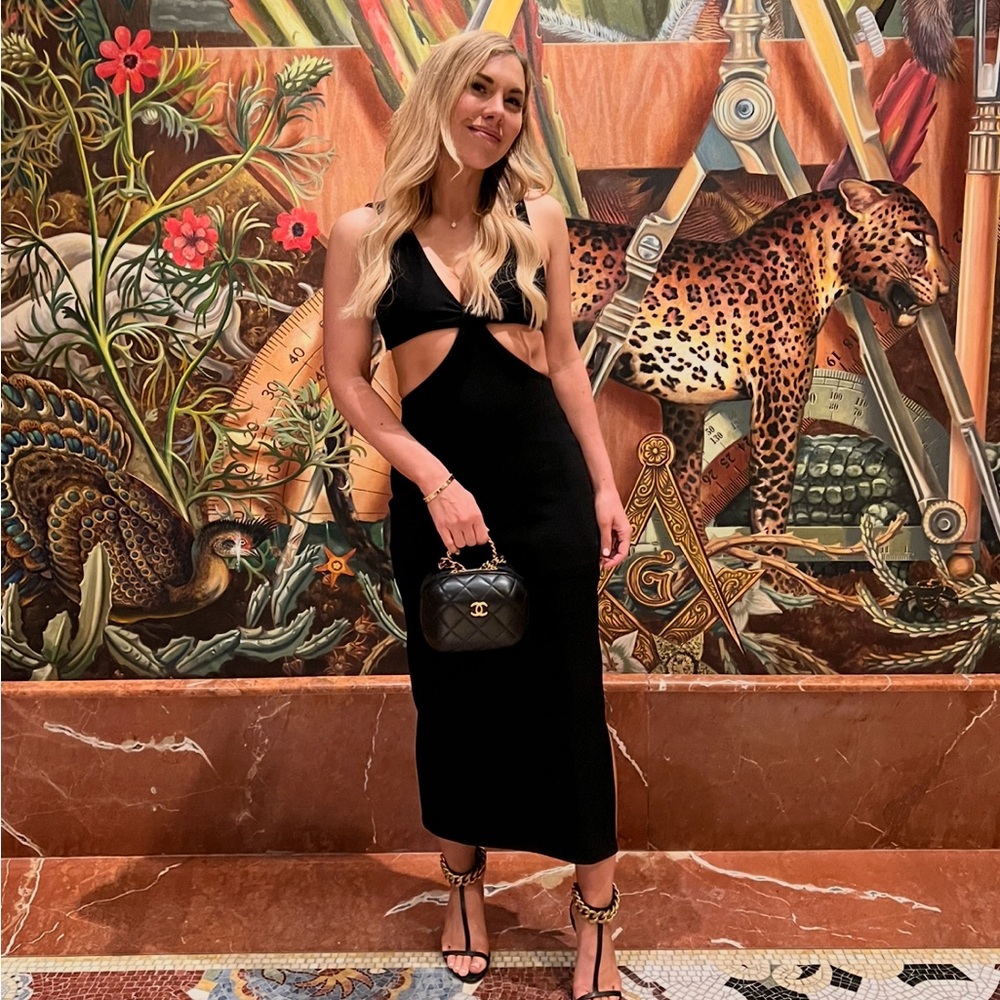 Topshop Brown and Black Sleeveless Halter Bodycon Dress